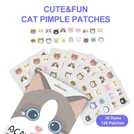CELECARE,Pimple Patches,Acne Patches,Pimple Patches for Face, Cute Stickers,Salicylic Acid & Tea Tree, 120 Hydrocolloid Dots in 20 Colors for Face,Cute Cat Pimple Stickers | CELECARE
