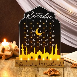 Yuntau Eid Mubarak Ramadan Advent Calendar 2026 Acrylic Ramadan Countdown Calendar Mubarak Islamic Table Decor for Home Eid Gift Decoration