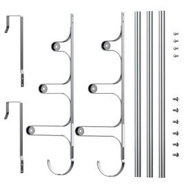 CANYAVE Over The Door Towel Rack, Over Door Towel Rack for Bathroom Door, Triple Towel Storage Holder with Hooks (Silver Gray, 17.32" L)