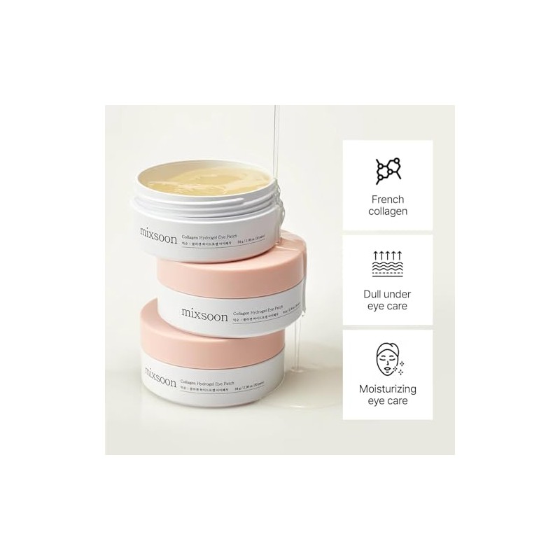 Mixsoon Parches de Hidrogel de Colágeno para Ojos, Colágeno Molecular