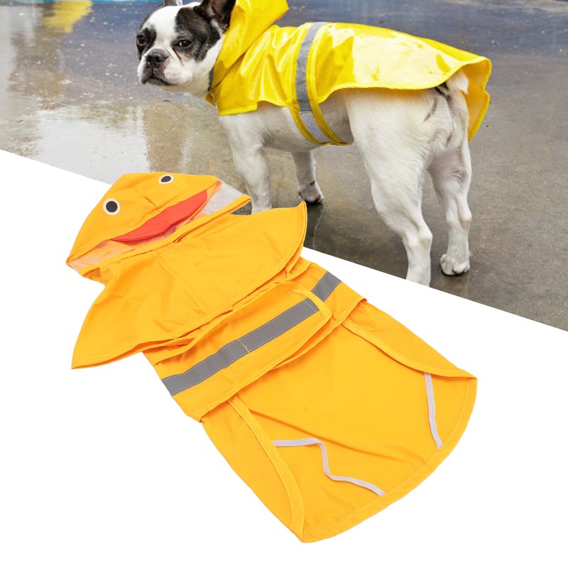 Dog Raincoat Waterproof Transparent PVC Brim Adjustable Hooded Dog Rain