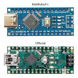KidsRobot Nano V3 ATmega328P Microcontroller Board Compatible with Arduino Nano R3, USB Type-C, Pre-Soldered Headers, Don't Support MAC M1/M2 CPU (2PCS)