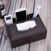 Multifunctional PU Leather Tissue Box Holder Rectangular Desktop Remote Control