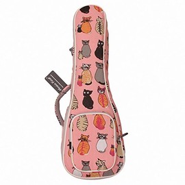 MUSIC FIRST Canvas"MISS CAT" ukulele case ukulele bag, Double Shoulder Straps, New Arrial, Original Design, Best Christmas Gift! (Fit for 21 inch Soprano Ukulele, Double Shoulder Straps)