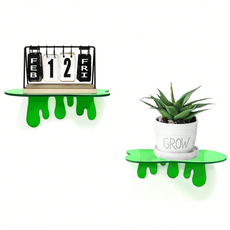 2-Pack Acrylic 7-Inch Floating Wall Shelves-Modern Design Multifunction Storage &