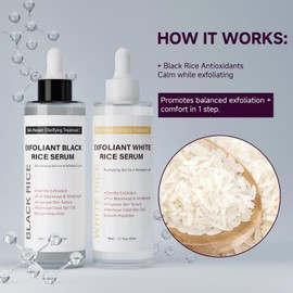 Rice Exfoliant, Glow Rice Exfoliant Ampoule Duo, Gentle Soft Peel Exfoliating Face and Body Scrub Skin Shot, Lightweight Hydrating Glow Formula for All Skin, 5.4fl oz*1 Set