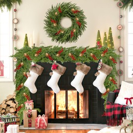 6FT Christmas Cedar Garland,Realistic Soft Faux Cedar Garlands,Thickness Pine Garland for Home Fireplace Mantle Table，Indoor Outdoor Christmas Decorations