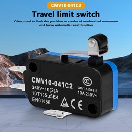 DewinLVD Pack of 10 Micro Limit Switch, Mini Micro Switch, 3 Pins Button Type with Roller Lever, Micro Switch, Limit Switch, Black, 10 A, 250 VAC for Automatic Machines