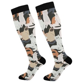 Wusikd Cats Compression Socks for Women and Men Circulation Cute Long Socks for Athletic Running 1