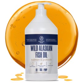 Wild Alaskan Salmon Oil for Dogs with Pollock - 64 oz of Pollock and Salmon Oil, Omega 3, EPA, and DHA - Dogs Skin and Coat Supplement - Made in USA