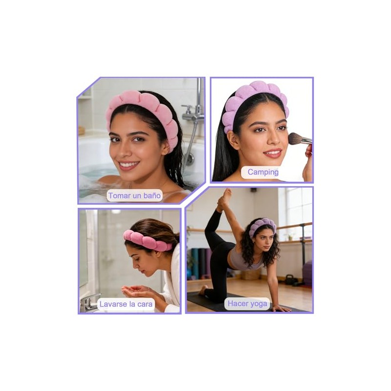 6 diademas skincare OVQZAW con muñequeras absorbentes de alta elasticidad
