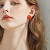 Chic Cute Boho Matte Flower Statement Stud Earrings with Gold