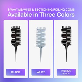 ProStylingTools® 3-Way Weaving & Sectioning Comb - Professional Hair Styling Tool for Coloring, Highlights, Foiling, Balayage & Precision Parting - Premium Hair Comb for Stylists(White)