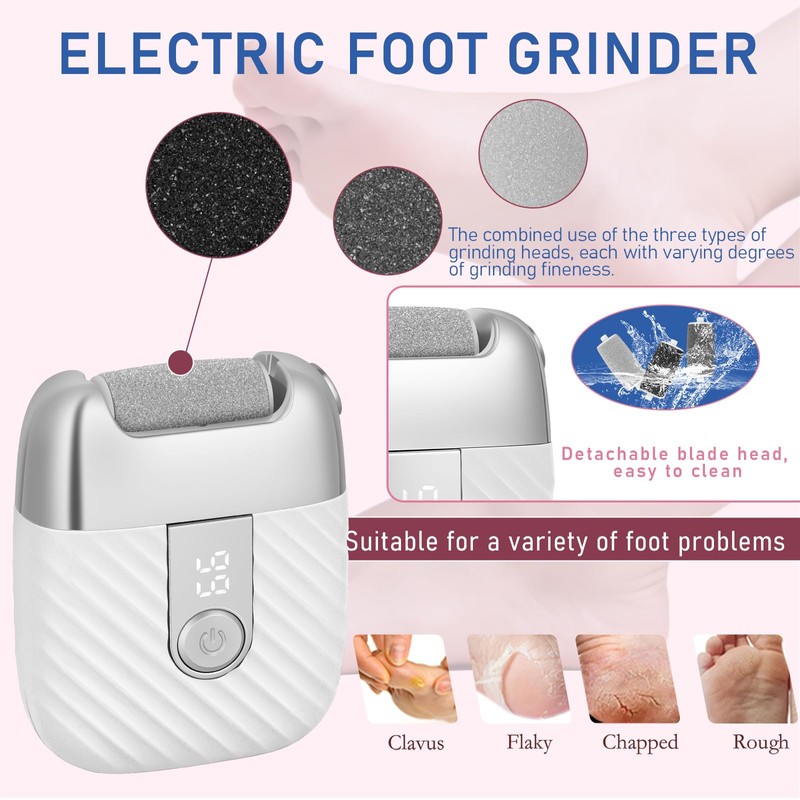 Electric Foot File with 2 Speeds & LED Display, Rechargeable