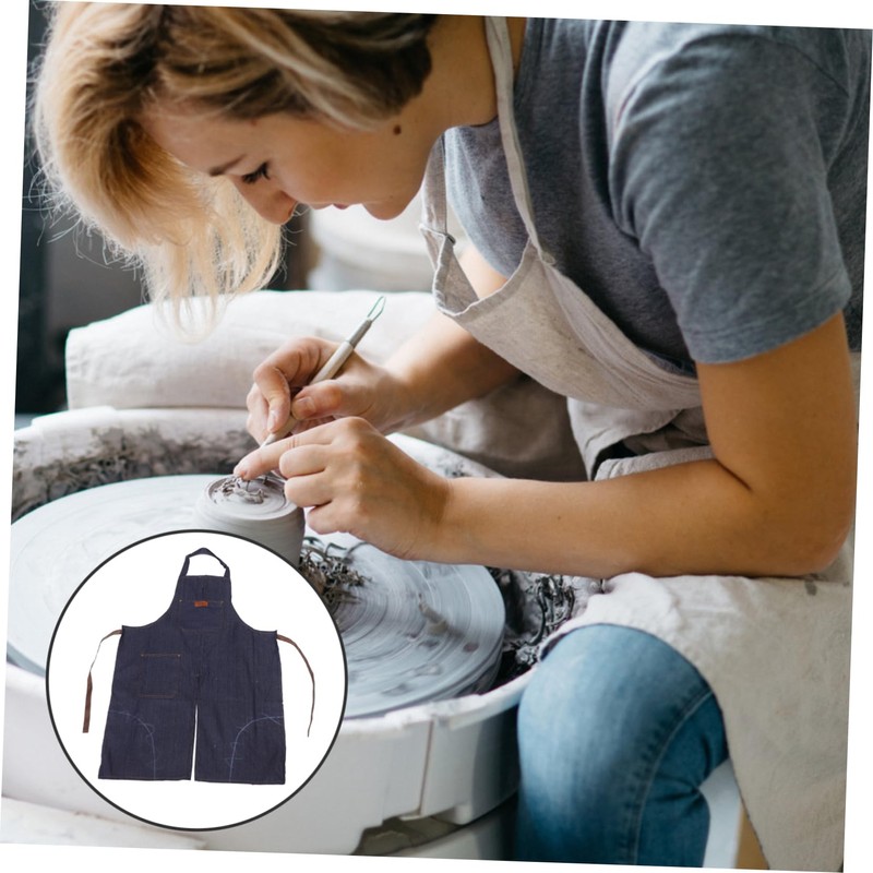 LABRIMP Sleeveless Denim Bib Apron for Women Men Pottery Work