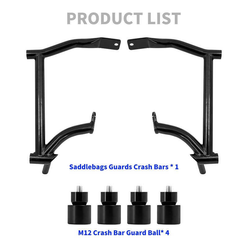 Saddlebag Guard Rear Saddlebag Crash Bars with 4 PCS Black