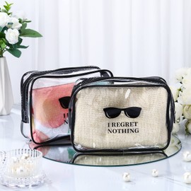 10 Pieces Hangover Party Favor Bags Bachelorette PVC Bag with Zipper Handles I Regret Nothing Bags Waterproof Hangover Storage Supplies Bag for Bachelorette Party Favors, Weddings (Black)