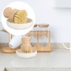 Bamboo Scrub Brushes with Ceramics Holder Mini Palm Scrub Brush