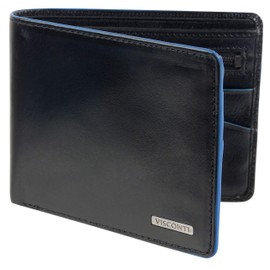 Mens Quality Italian Leather Stylish RFID Protected BI FOLD Wallet by Visconti ALPS Gift Box-Black