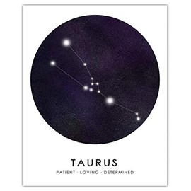 Taurus Zodiac Consteallation Wall Art: Unique Room Decor for Boys, Girls, Men & Women - (8x10) Unframed Picture - Great Gift Idea