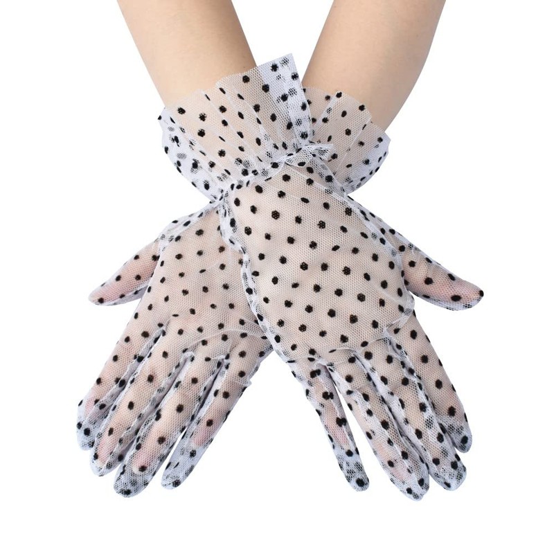 krautwear Women's Gloves Lace Elbow Long Evening Gloves Ruffled Bridal