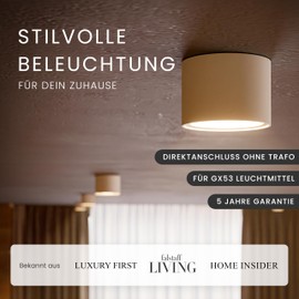 MATO Surface-Mounted Spotlight GX53 White – Extra Flat & Modern – Diameter 80 x 60 mm – Surface Mounted Spotlight with GX53 Socket – Aluminium Ceiling Spotlights Surface-Mounted 230 V, Surface Mounted