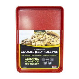 casaWare 3pc Ultimate Commercial Weight Cookie Sheet Set, Two 15 x 10-Inch Pans, One 13 x 9-Inch-Inch Pan (Red Granite)
