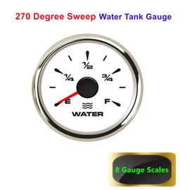 Sucicago Universal Water Tank Level Gauge 240-33ohm RV Truck 2" Water Tank Gauge Marine for Boat RV 0-190ohm 240-30ohm 0-180ohm 10-180ohm (E-1/2-F) 52mm White