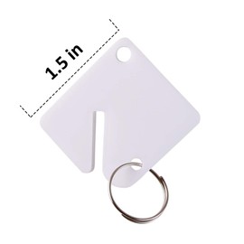 GoorDik 60 Pcs Key Tags Blank Plastic Upgrade Round Split Ring Durable Key Identify Tags Bulk Key Tags for Key Cabinet 1.5 inches Square Shaped