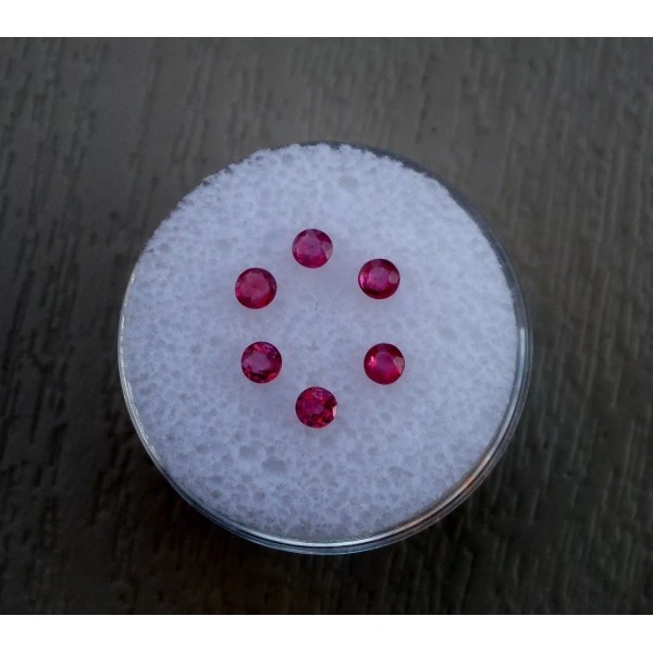 6 Ruby Round Loose Faceted Natural Gems 2.5mm each