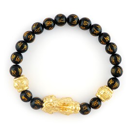 CRYSTALIS Om Mani Padme Hum Engraved Buddhism Enchanting Prayer Beads Elastic Stretch Bracelet, Chakra Jewelry, Gift Giving Bracelet, 7.25 to 7.50 inch | Positive Spiritual Healing