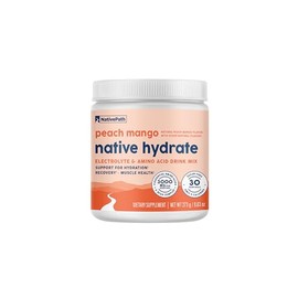NativePath Native Hydrate, sin azúcar, polvo de electrolitos con BCAA, hidratación de melocotón y mango, apto para dietas cetogénicas y paleolíticas, 