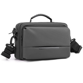 YOWUBA Shoulder Bag, Body Bag, Men's, Large Capacity, Multi-functional, Handbag, Crossbody Design, Multi-layer Storage, Waterproof, Popular, Messenger Bag, Business Trip, Travel, Work, Handbag, gray