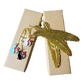 Y&ICrafts 3 Pack Metal Bookmarks, Elegant Golden Feather with Cute Cat Pendants, Unique Book Accessories for Readers, Planners, Ideal Gifts for Birthday, Teacher's Day, Christmas, Valentine's Day