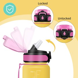 Vikaster Sports Water Bottle, Water Bottle with Straw 0.5 L, Leak-Proof, BPA-Free, Sports Bottle for Camping, Yoga, Gym, School, Outdoors