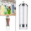 Plastic Straw Dispenser Container with Stainless Steel Lid Transparent Drinking