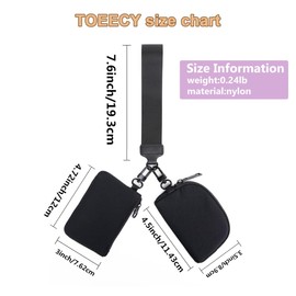 TOEECY Women's Small Mini Purse Wrist Sporty Purse with Zip Coin Pocket Change Bag Organiser Bag for Coins Cards Keys, black, coinpursepouch