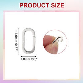 PATIKIL Spring Oval Clip Pendant Clasp, Spring Ring Buckle Necklace Clasps and Closures Charm Clasp Necklace Bracelet Extender Connector for Jewelry Making (S, Silver)