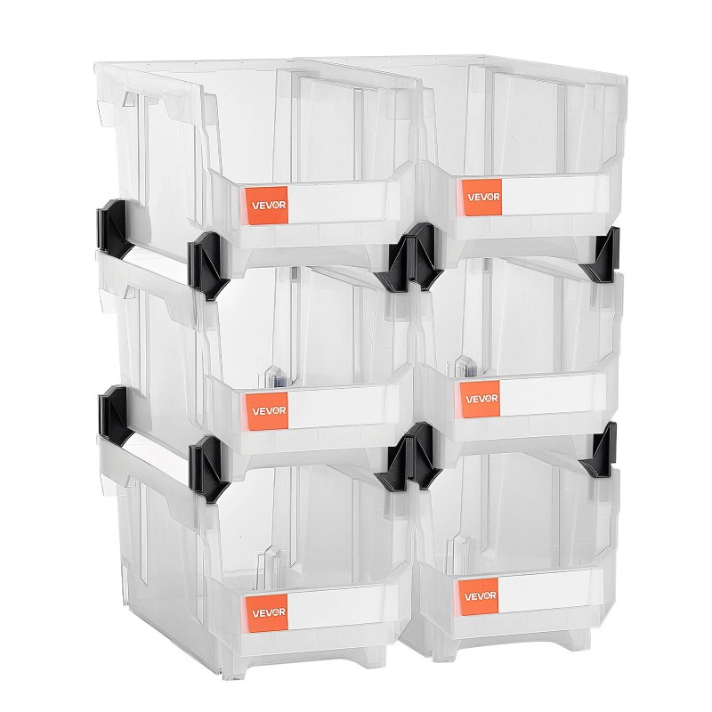 VEVOR Plastic Stackable Storage Bins 6 pcs Garage Organizer Bins