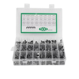 Hailege 500pcs Electrolytic Capacitor Kit 0.1uF-1000uF 24 Values Mixed DIP Electrolytic Capacitors Assortment Kit 10V/16V/25V/50V with Storage Box