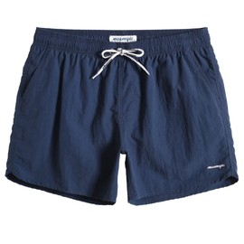 MaaMgic Men Swimming Shorts Classic Mesh Lined Surf Trunks Quick-Drying Beach Shorts Adjustable Drawstring Swimwear,Blue Grey,XL