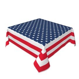 aportt Red White Blue Square Tablecloth 52×52 Inch 4th of July Table Cloth Patriotic Small Square Tablecloths Indoor Outdoor Washable Wrinkle Free Stain Resistant Waterproof Fabric Table Cover