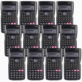 Saillong 2-Line Engineering Scientific Calculator, Black Function Fractions Math Calculator for Middle, High School, Classroom, Student and Teacher (12 Pieces)