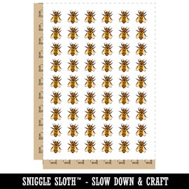 European Honey Bee Insect Beekeeping Temporary Tattoo Water Resistant Fake Body Art Set Collection - 54 1" Tattoos (1 Sheet)
