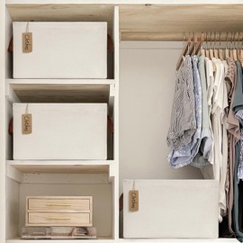 CHICVITA Storage Baskets for Shelves, Closet Organizers and Storage, Modern, Beige, 2-Pack, 16 ¾" L x 11" W x 9 ¾" H