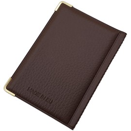 Exclusive Credit and Business Card Holder with Protective Corners Made of Metal 2 Compartments MJ-Design-Germany Made in EU in Various Designs, Design 2 / Brown, Standard size, Elegant