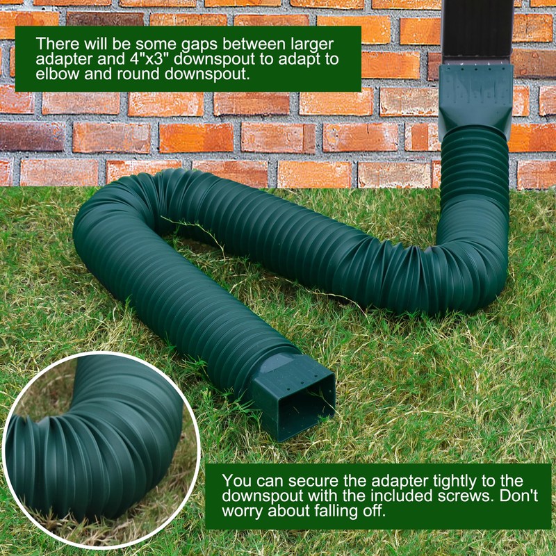 2 Pack Rain Gutter Downspout Extensions, Upgraded Flexible Drain Downspout