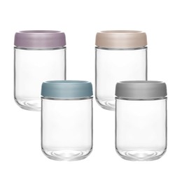 Wrqqwsy 16 Oz Overnight Oats Containers with Lids - 4 Pack Glass Storage Jars with Airtight Lids Wide Mouth Mason Food Jars Great for Meal Prep Salad Chia Pudding Snacks Yogurt Sugar Spice Cereal