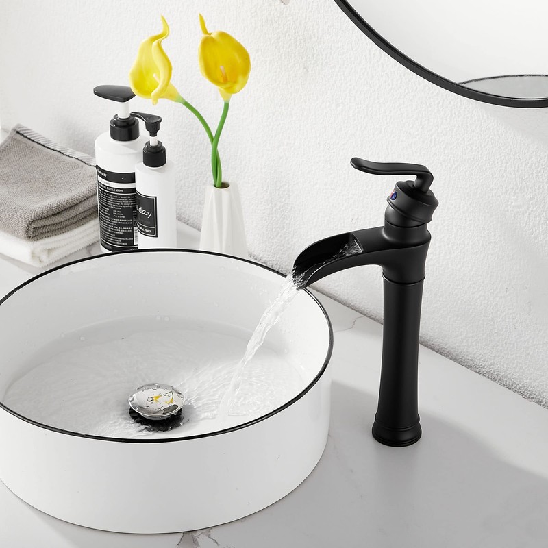Matte Black Bathroom Faucet GGStudy Single Handle One Hole Farmhouse