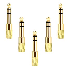 Valefod [Updated Version 5-Pack Stereo Audio Adapter 6.35mm (1/4 inch) Male to 3.5mm (1/8 inch) Female Headphone Jack